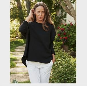 Frank & Eileen Anna Long Sleeve Capelet Triple Fleece Sweatshirt Size: XS BLACK